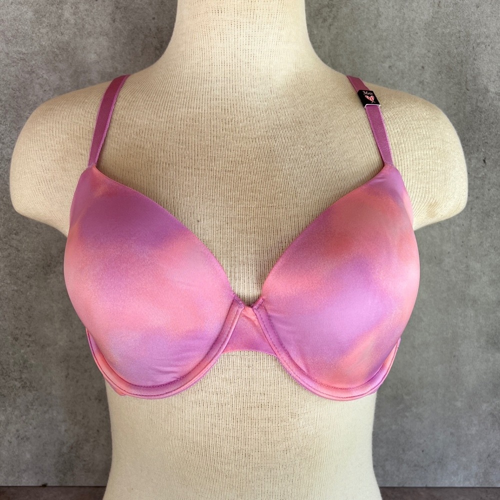 Victoria Secret Demi Lined Bra 36D NEW pink purple tiedye watercolor t shirt bra